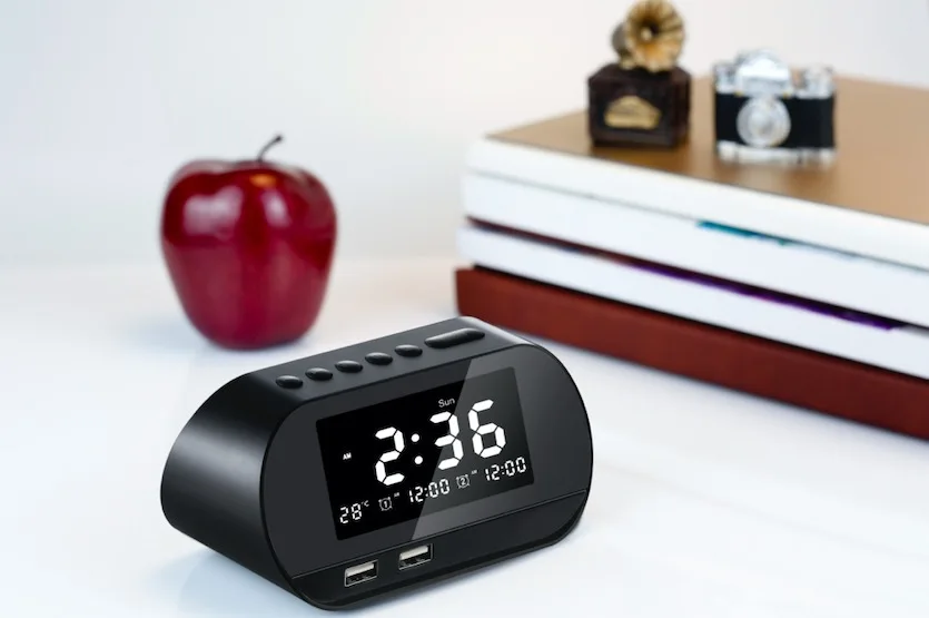 СВЕТОДИОДНЫЙ цифровой двойной будильник зеркальные часы беспроводной bluetooth