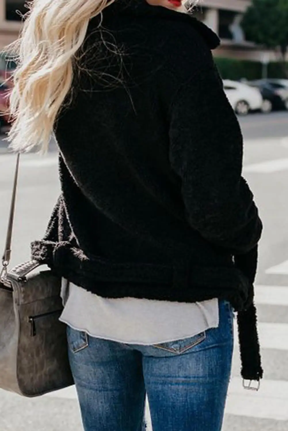 Куртка женская зимняя на молнии с отложным воротником и длинным рукавом | Женская