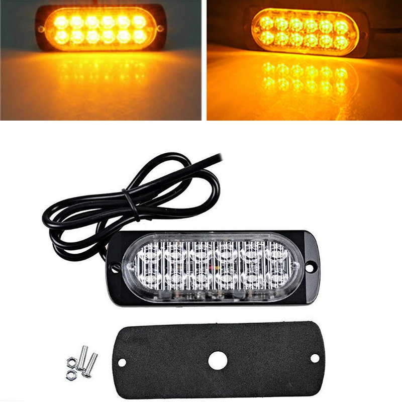 

1pcs Car Warn Safety Urgent Light Always Bright Lamp DC 12-24V 36W 12LED Yellow Super Bright Light Automobiles Accessories