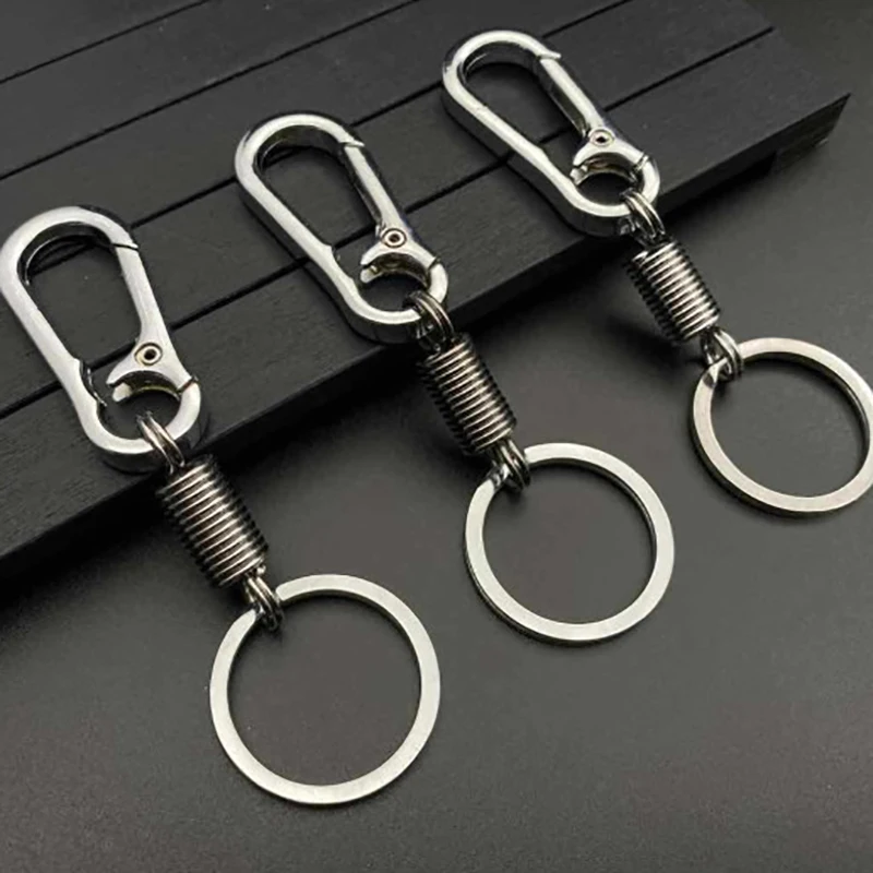 

Bag Keychain Key Ring Spring Gourd Buckle Belt Clip Loop Metal Chain Men Fashion Stainless Steel Car Keychain Bag Accessories