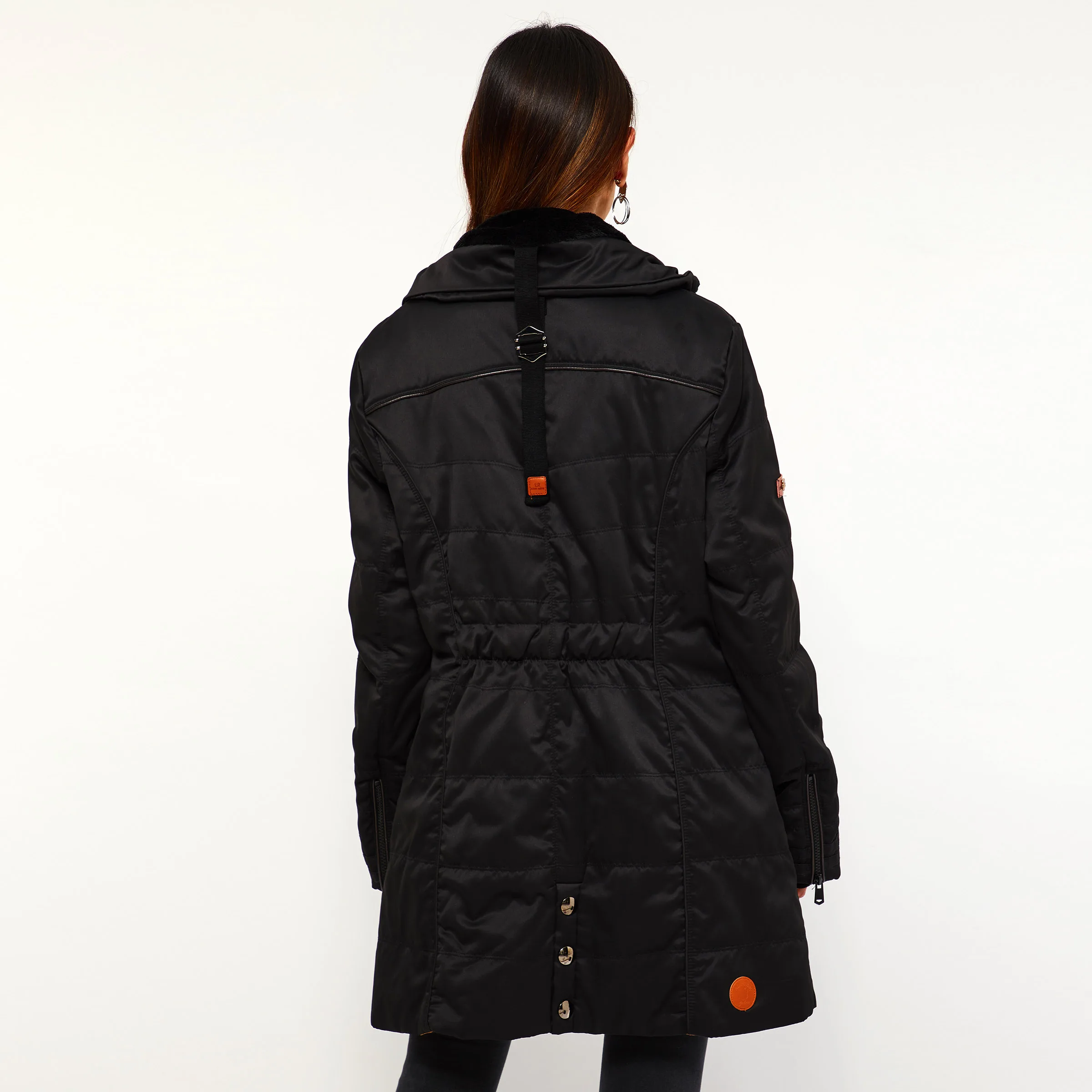 Sisjuly Women Coats Casual Winter Warm Black Gothic Slim Turtleneck Zipper Solid Pocket Jacket Female Quilted coat(size small