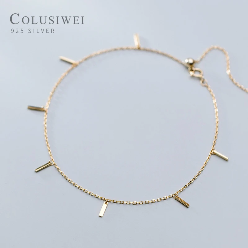 

Colusiwei Authentic 925 Sterling Silver Geometric Short Stick Anklet for Women Fashion Simple Anklet Fine Jewelry 2020 Design