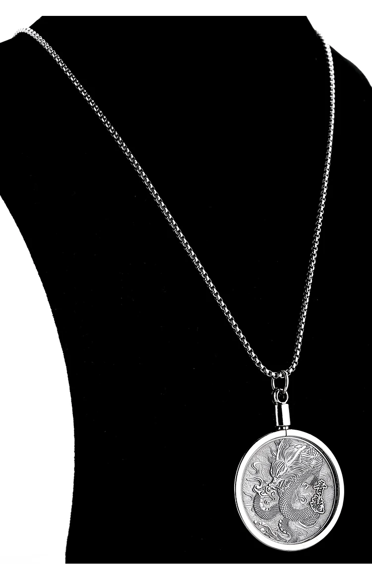 Мужское ожерелье с тиснением в виде китайского большого синего дракона | Дом и