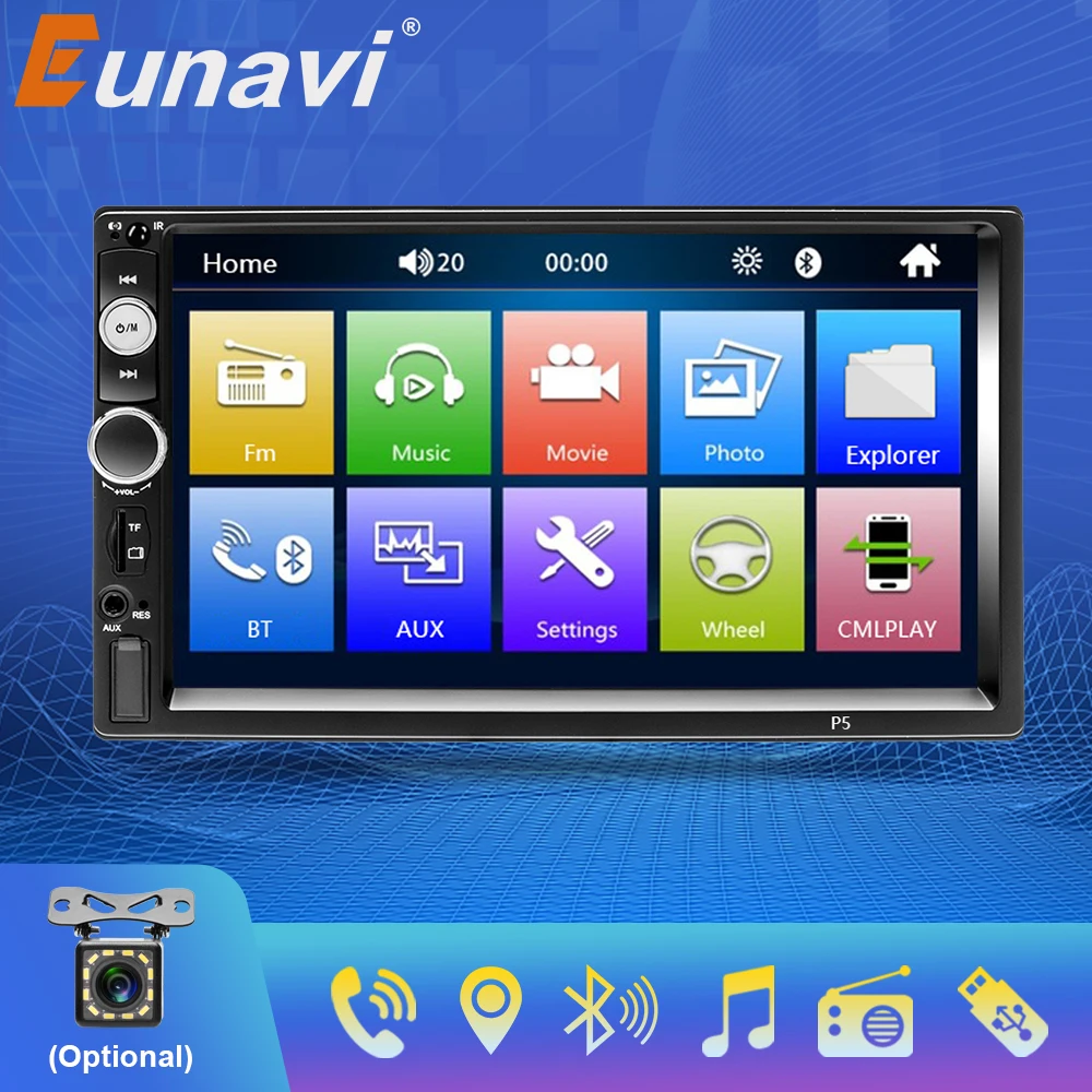 

Eunavi 2 din car radio Multimedia Player 2DIN Autoradio Android Mirrorlink 2din Car Stereo MP5 Bluetooth USB FM Camera