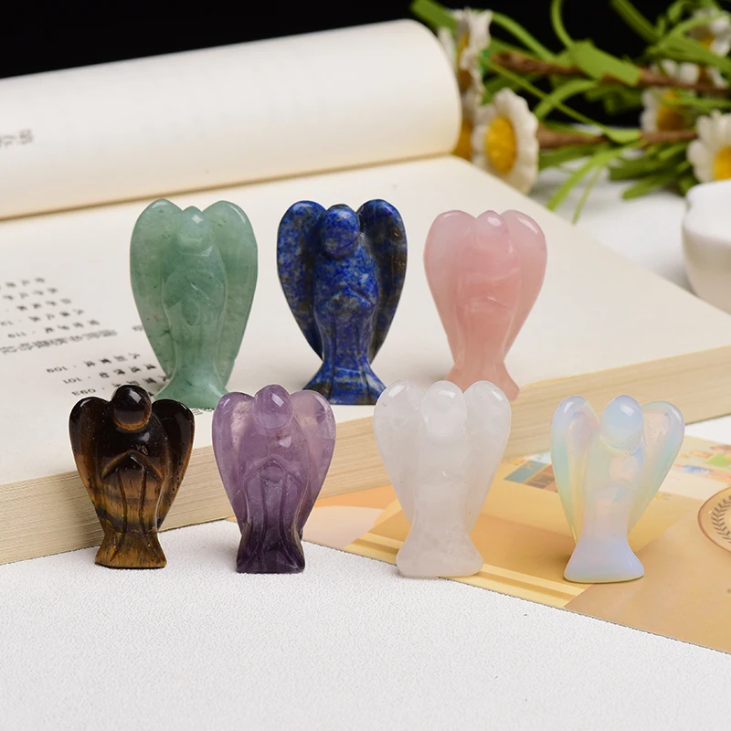 

1PC Natural Crystal Guardian Angel Figurine Amethyst Colorful Healing Stone Gem Craft DIY Gift Home Decor Ornaments
