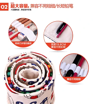 Парусиновая тема 36/48/72-Hole Canvas Color Pencil Wrap Roll Hold Pouch ручная работа