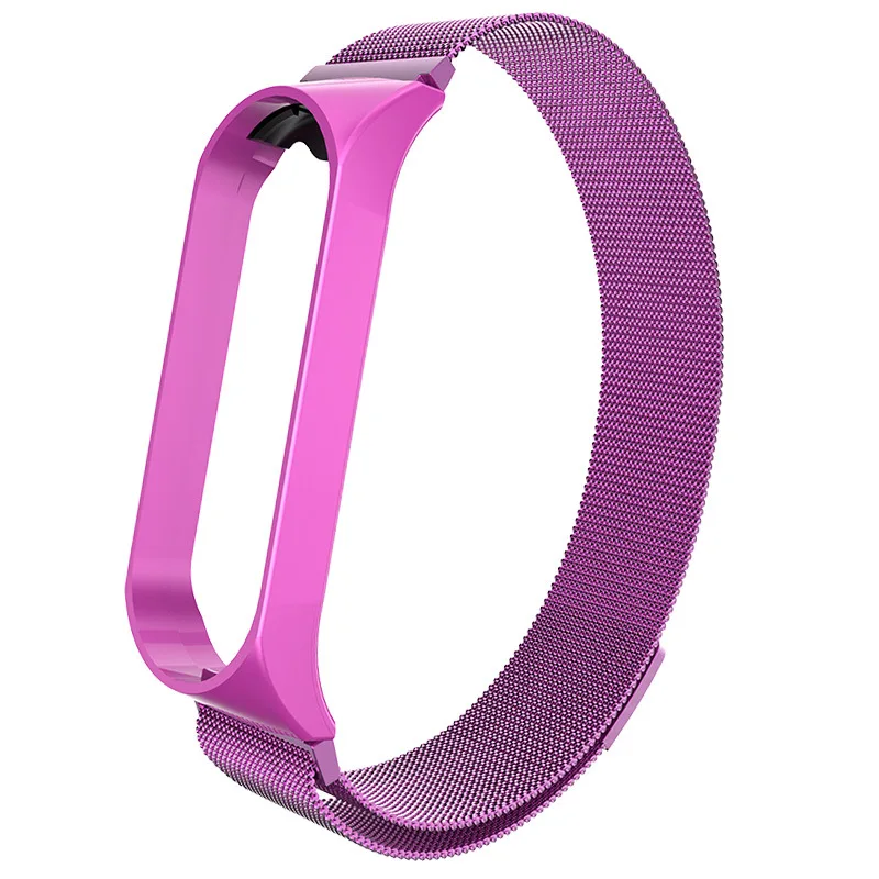 Mi Band 3 4 магнитный ремешок на запястье металлический Безвинтовой браслет из нержавеющей стали mi band 4 3 браслет ремешок для Xiaomi mi 4 3 браслет - Цвет: Розовый