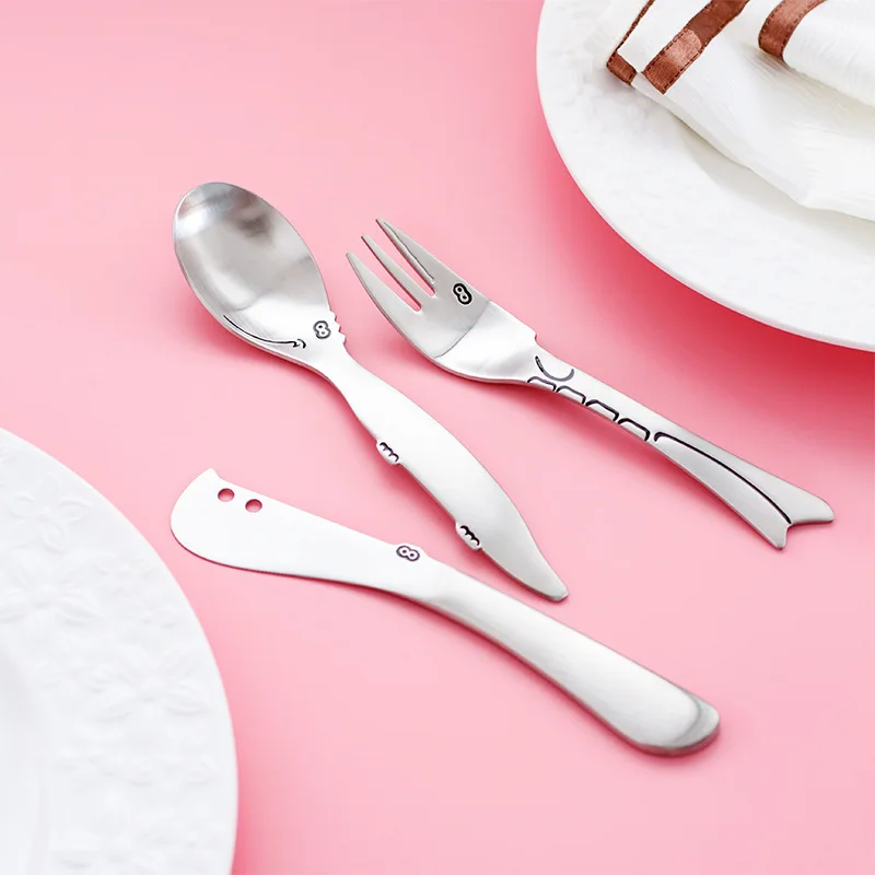 Креативные детские животные резные столовые приборы забавная нержавеющая сталь
