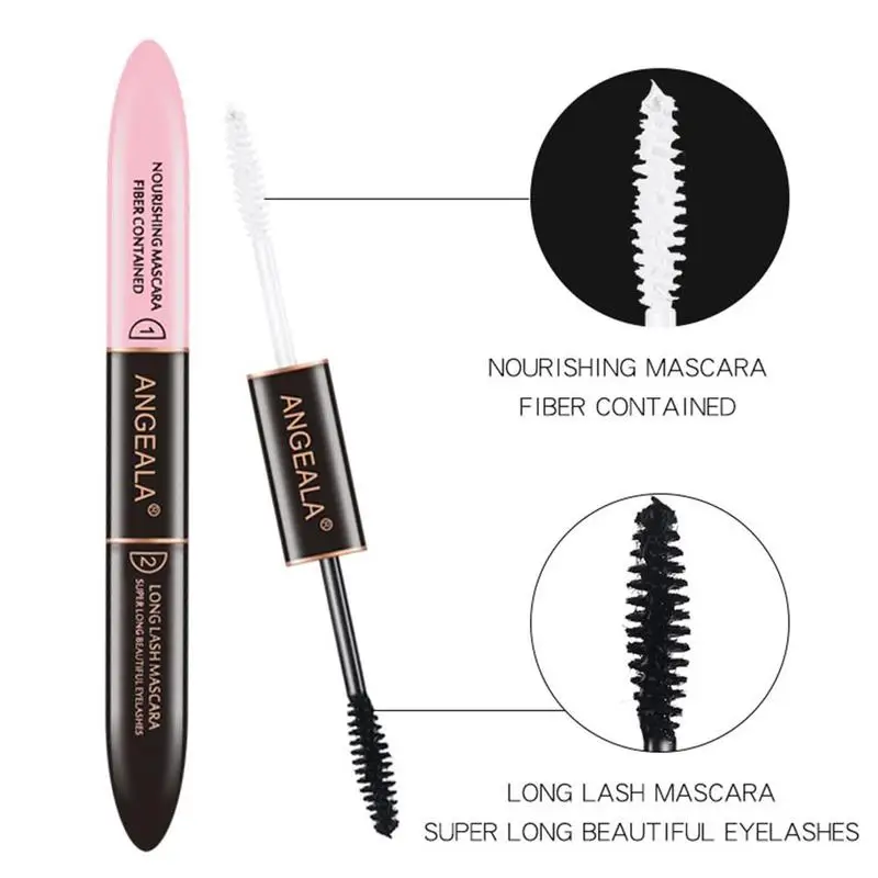 

2 In 1 Double Head Mascara 4d Silk Fiber Mascara Waterproof Natural Easy Mascara Long Lash Eye Makeup Eyelash Color Soft To N2S6