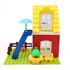 Лестница, столы, стулья, аксессуары, кирпичи сделай сам, маленький дом для виллы, сборные строительные блоки большого размера, детские игрушки