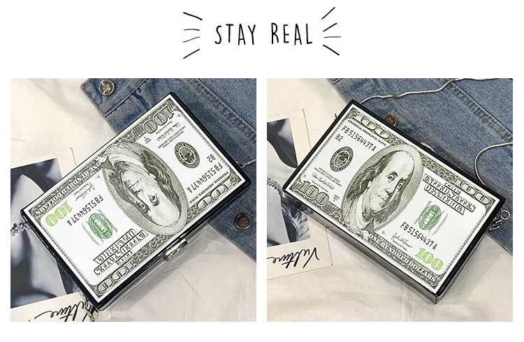 Fashion Dollar Pattern Box Design Pu Leather Women Daily Clutch Bag Chain Purse Shoulder Bag Tote Ladies Handbag Crossbody Bag