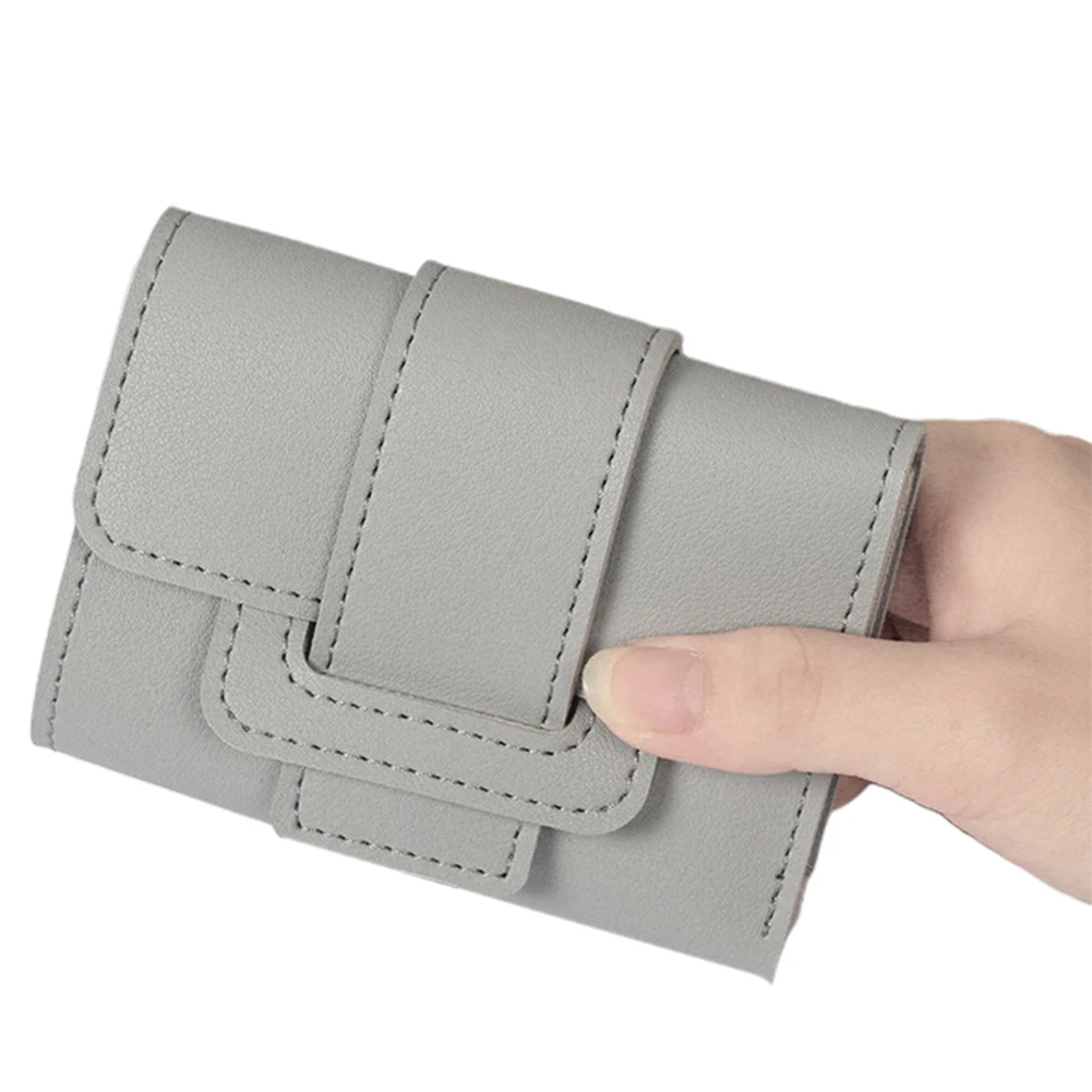 Модный женский однотонный короткий кошелек в три сложения с отделением для карт