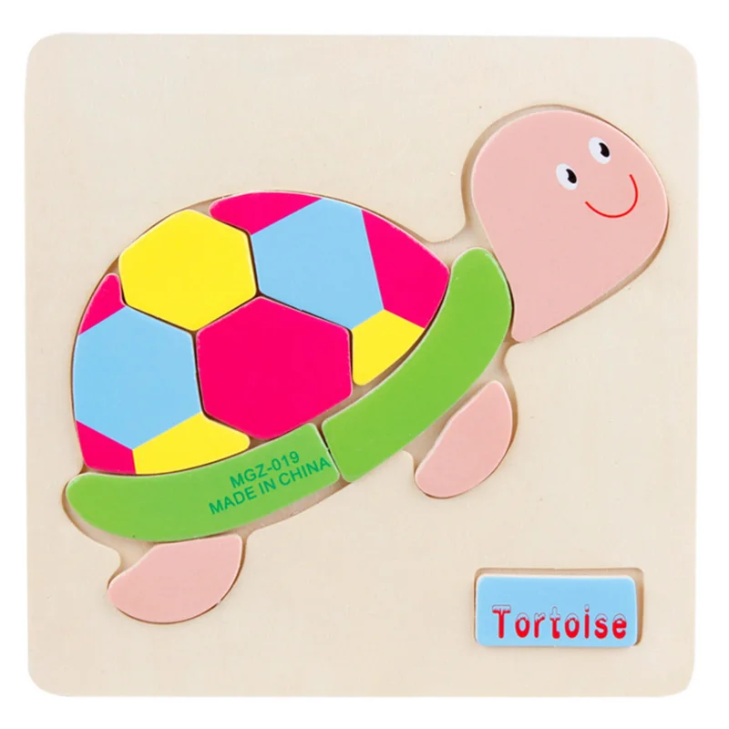 tortoise Деревянные развивающие головоломки, Обучающие 3D деревянные головоломки для детей 3 лет, детские игры для мальчиков и девочек - Цвет: tortoise