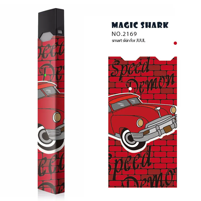 

Magic Shark Classic Car Motorcycle 10 Types PVC Sticker Case Cover Wrap Film for Juul 2019 New Arrival