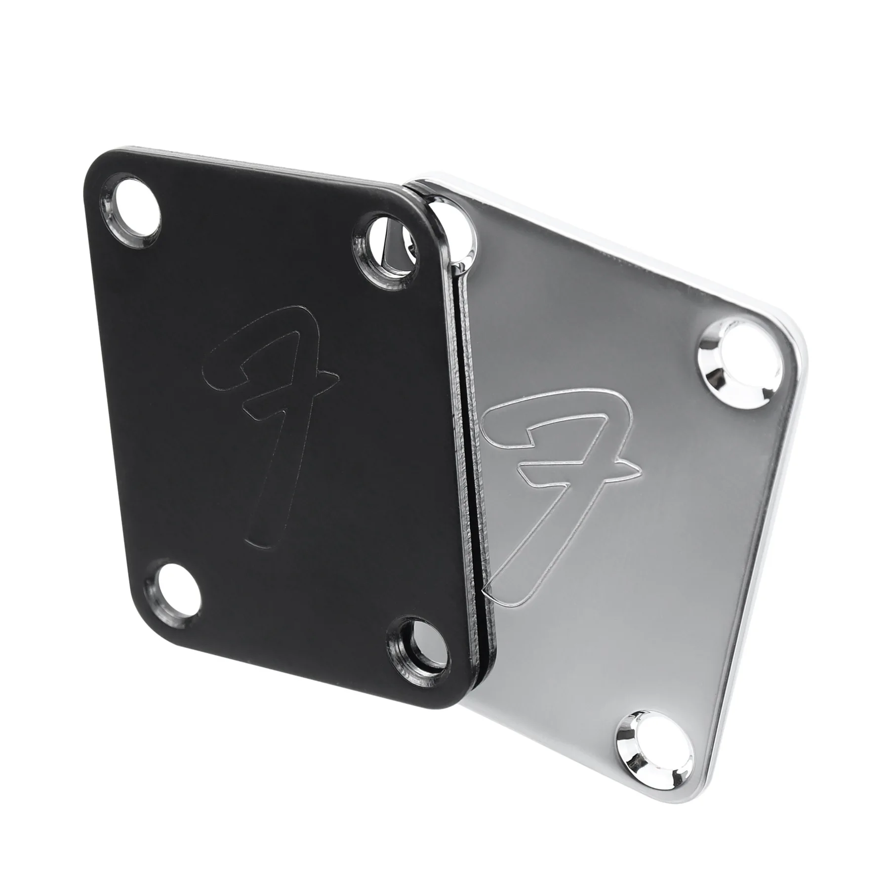 

Ohello 70s F Logo Strat/Tele 4-Bolt Chrome/Black Guitar Neck Plate Neckplate W/Screws Neck Joint Plate Guitar Accessories