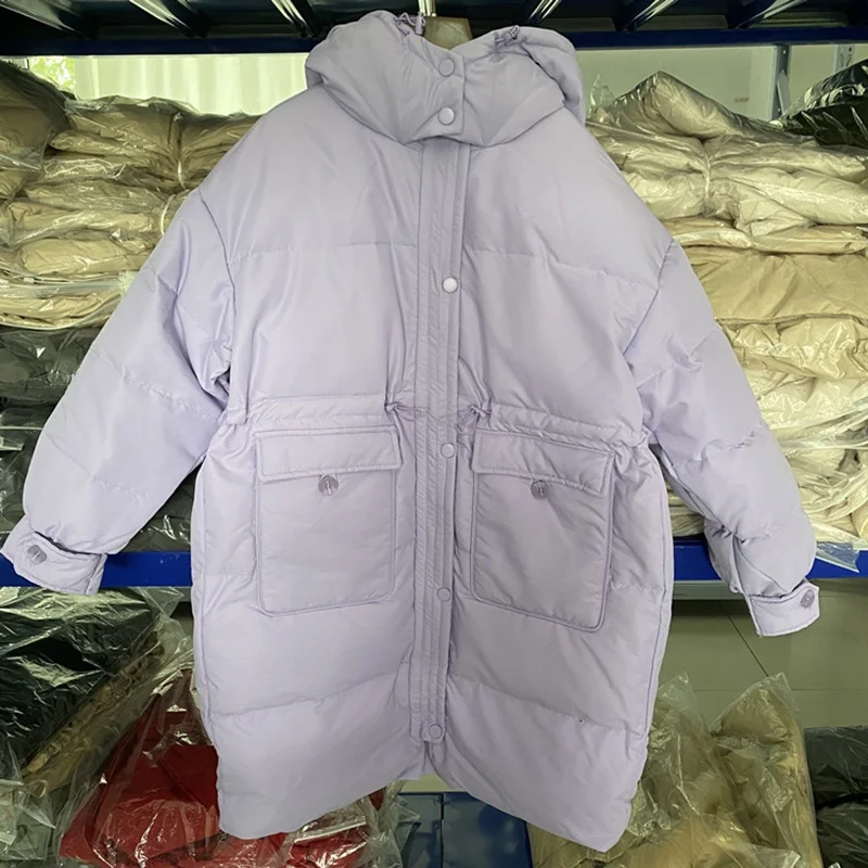 Новинка 2021 женская зимняя повседневная Свободная куртка выше колена на белом