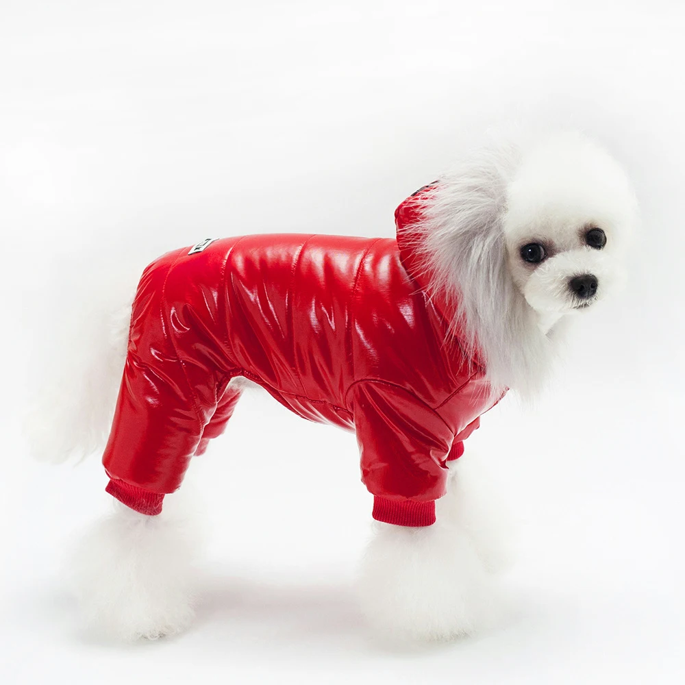 Red Waterproof Модные Комбинезон из водонепроницаемого материала для собак зимнее пальто для собаки, Одежда для животных одежда Йорки пуделя щенок Комбинезон для маленьких собак Куртки-парки - Цвет: Red Waterproof