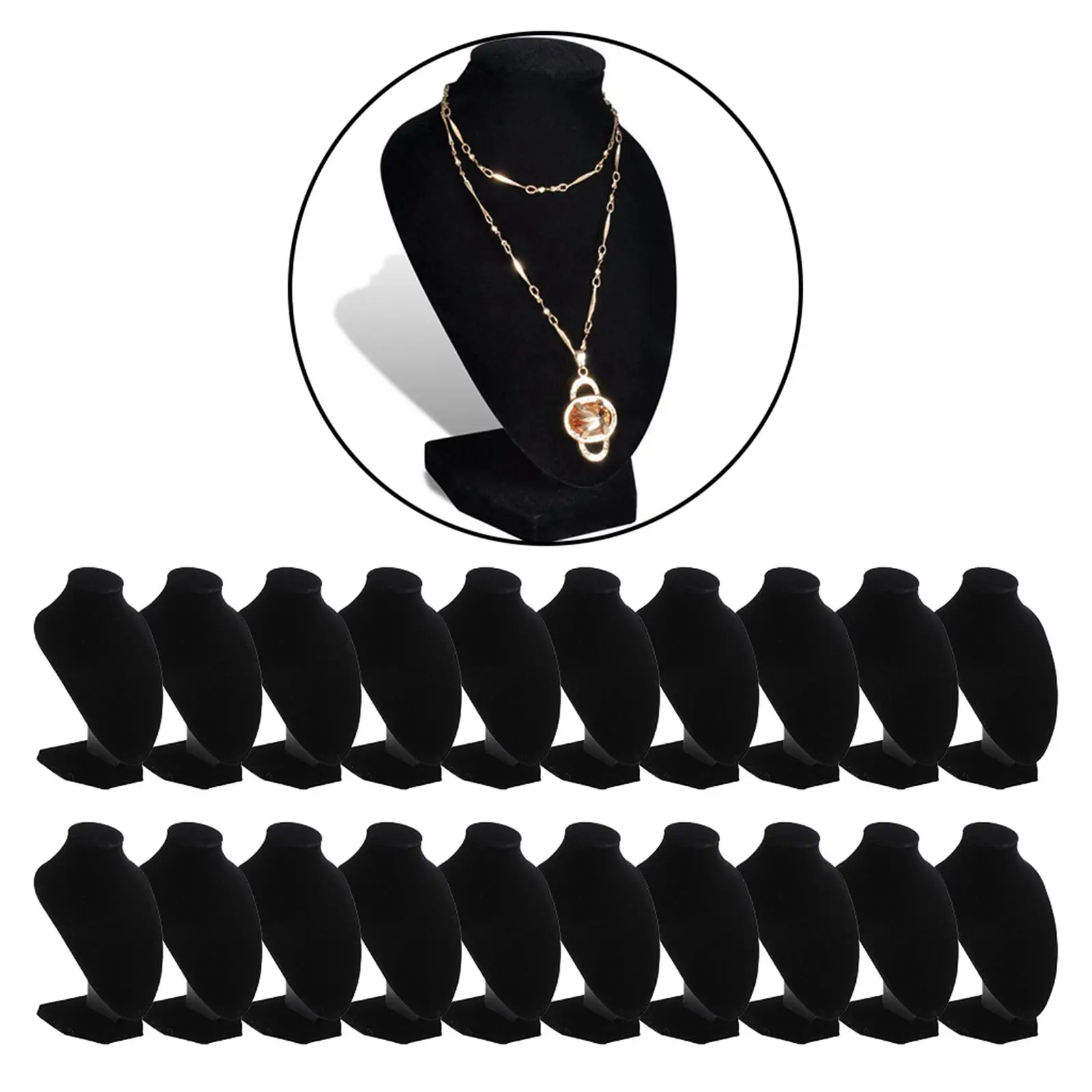 

Set of 20 Black Velvet Necklace Bust Display Stand Jewelry Holder Rack