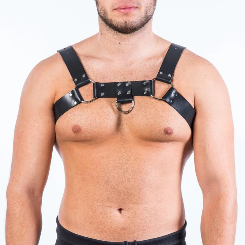 Мужской кожаный жилет нижнее белье ремень с ремнями для геев нагрудный бандаж