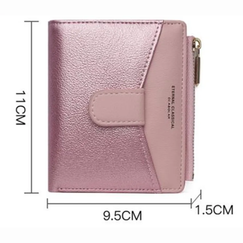 Маленький женский кошелек с блестками и застежкой модный кожаный Дамский клатч