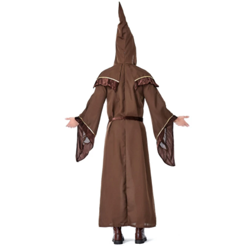 

Carnival Halloween Man Medieval Monk Wizard Costume Holy Religious Cowl Robe Cosplay Fancy Party Dress