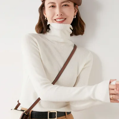

2021 NEW FASHION WOMEN Korean style simple turtleneck sweater women winter ladies bottoming shirt