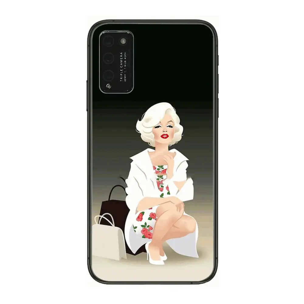 

Marilyn Monroe style Clear Phone Case For Huawei Honor 10 20 30 9 X Pro Lite V 5G RU Black Etui Coque Hoesjes Comic Fashion