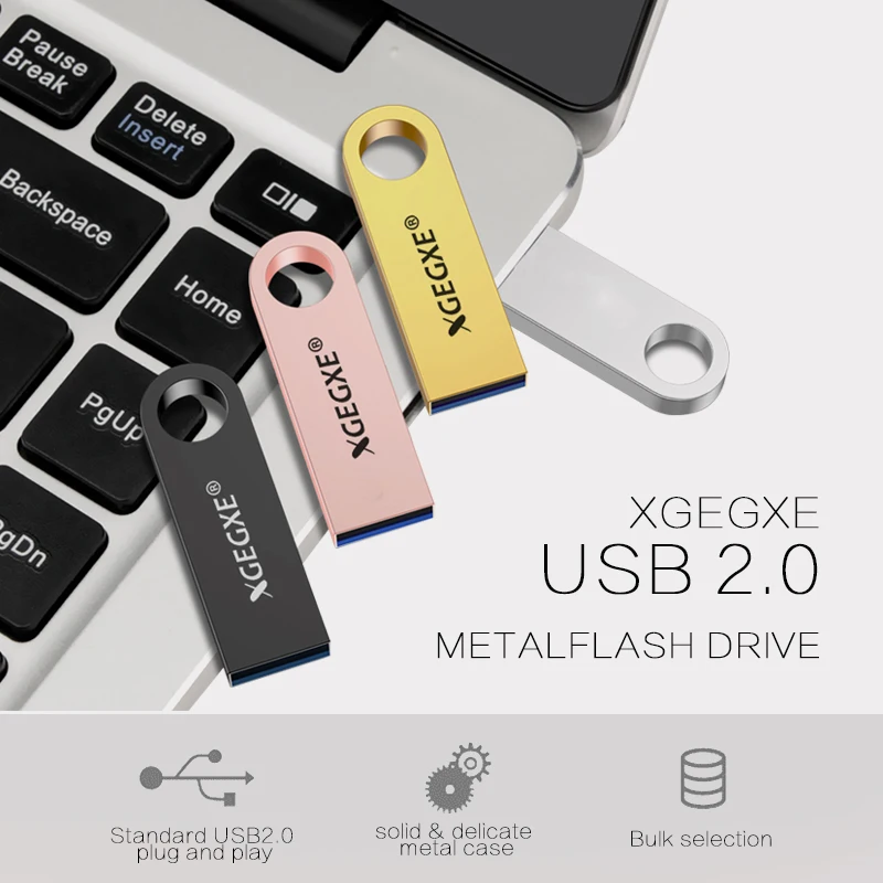 XGEGXE 16 ГБ USB флэш-накопитель 4 32 64 Гб 128 Флешка 2 0 металлический водонепроницаемый