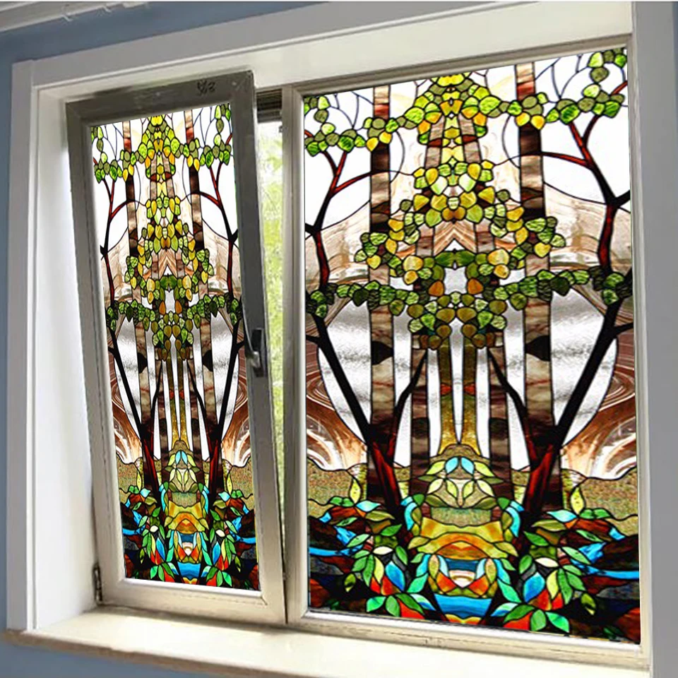 Цветная матовая оконная пленка для церкви декоративная витражная наклейка