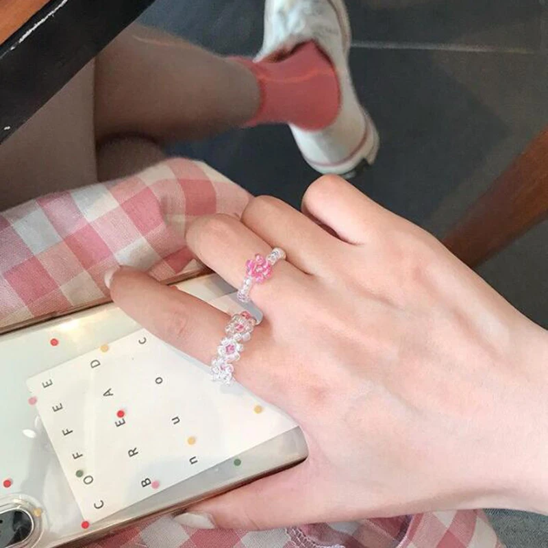 Модное Трендовое корейское кольцо ручной работы многоцветное маленькое желтое