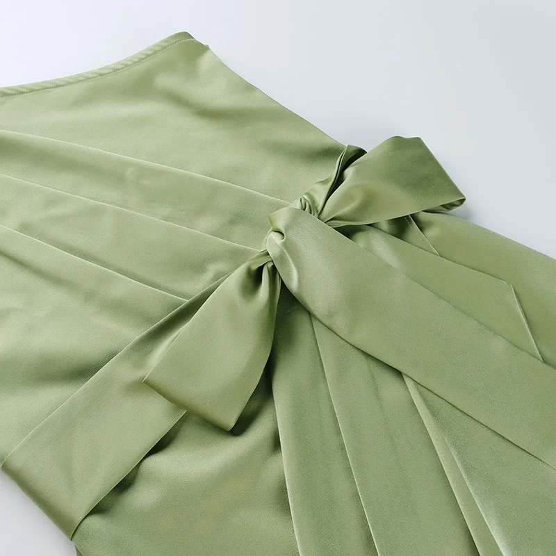 

Elegant Bandage Pink Midi Satin Dress Women Off Shoulder Slit Red Sexy Evening Club Party Dresses Vestidos 2021 Summer Clothing