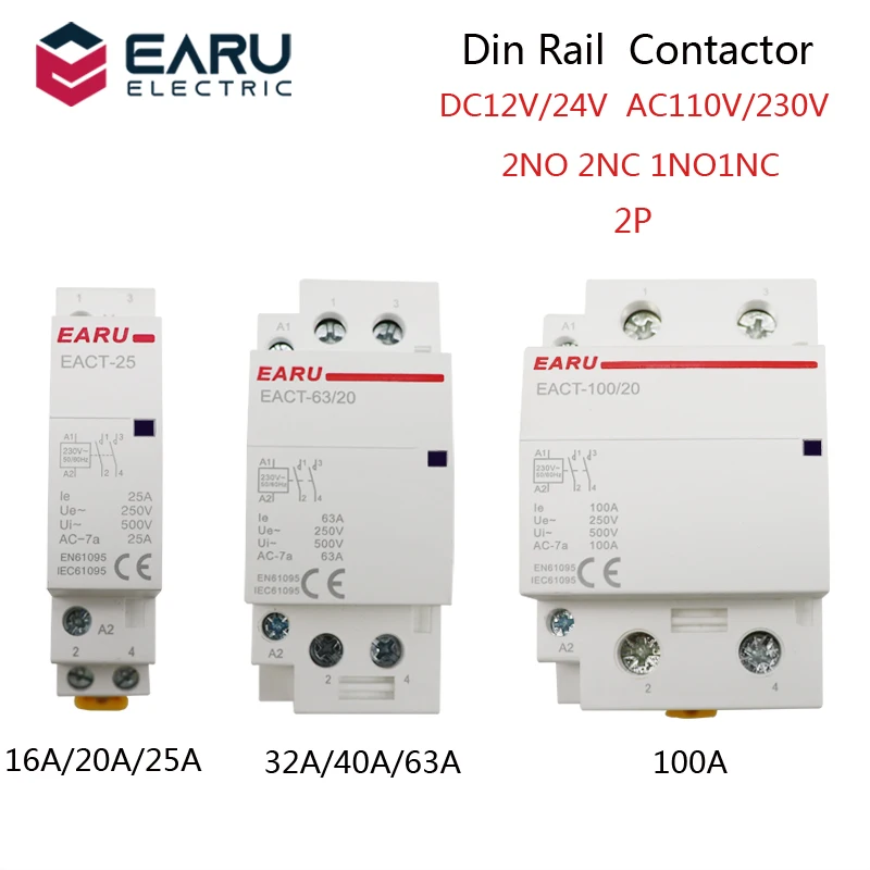 Американская классификация проводов 2р 16 100A AC 110V 220V 50/60Hz Din Rail бытовой Контактор В