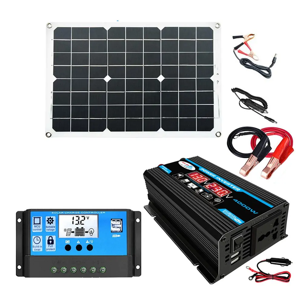 

Car Accessories Sturdy Practical 300W Inverter+30A 12V/24 Controller+18W18V Solar Panel Solar Charge Controller Solar System