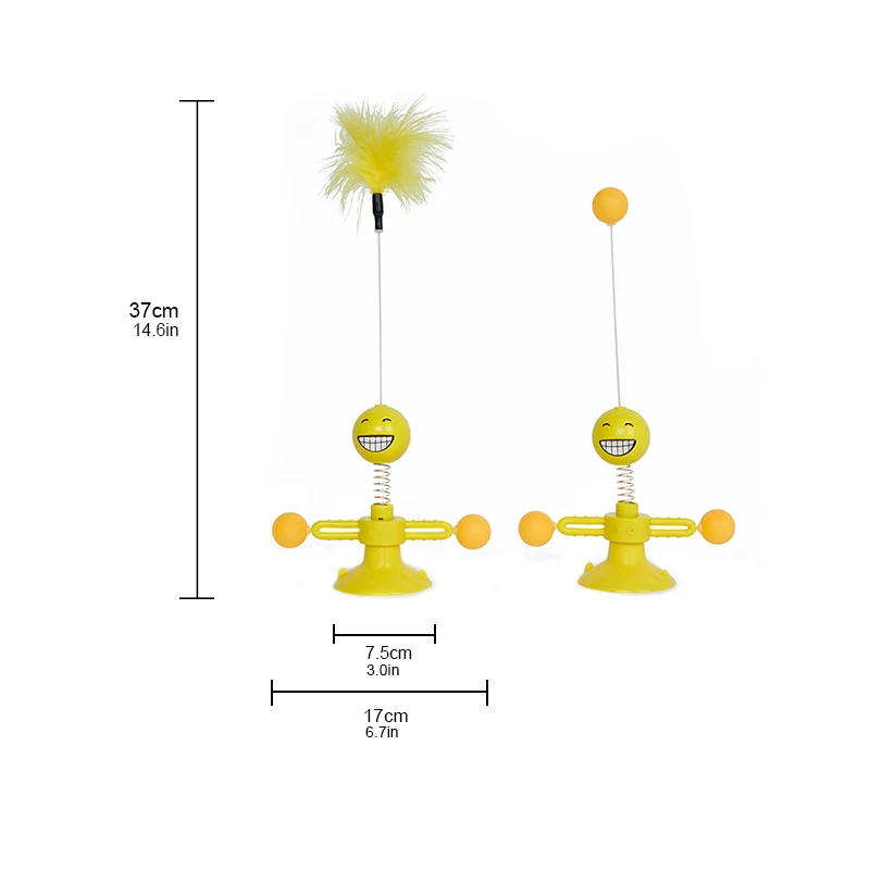 

Cat Toy Set Windmill with Replaceable Resilient Feather and Ball Sucking Disc Base Portable Interactive Fidget Toy