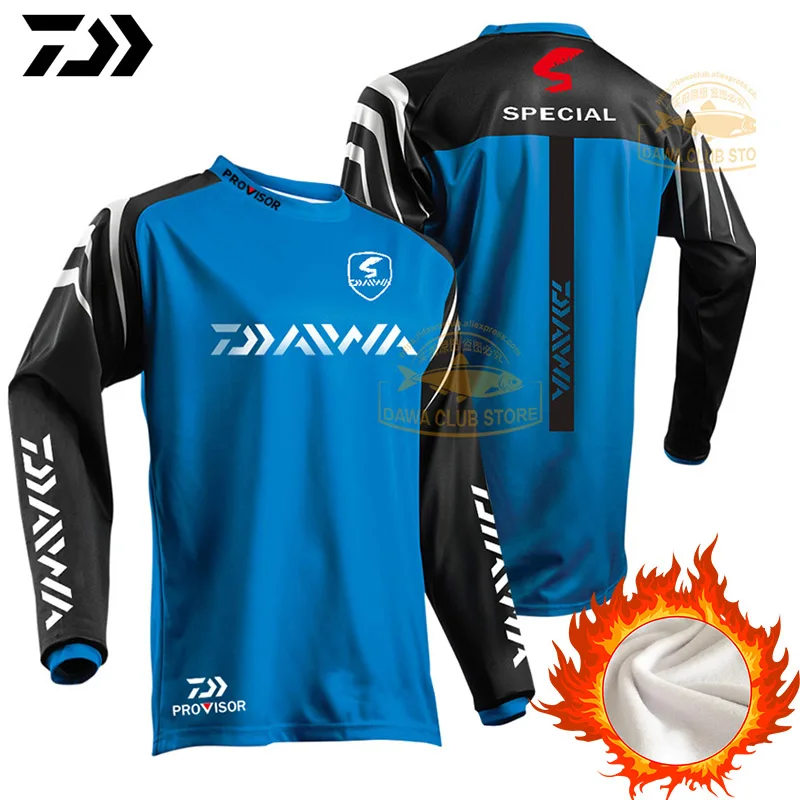 Thermal Fishing Sweater DAWA Fishing Sweatshirt Thicken Winter Fleece Fishing Jersey Long Sleeve Thermal Underwear Sweater - Цвет: Picture color 3