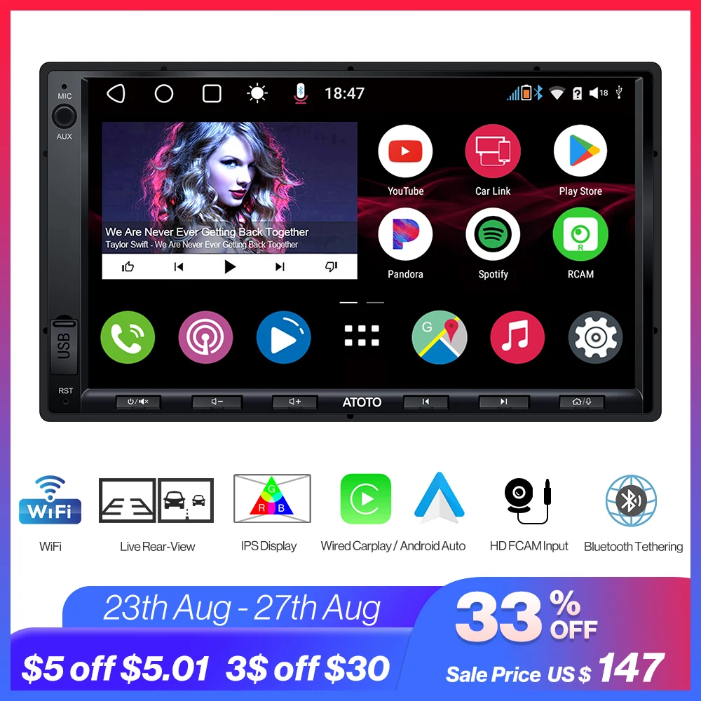 Leaprock автомагнитола Android 2 DIN автомобильный радиоприемник Универсальный 7 &quot CarPlay и