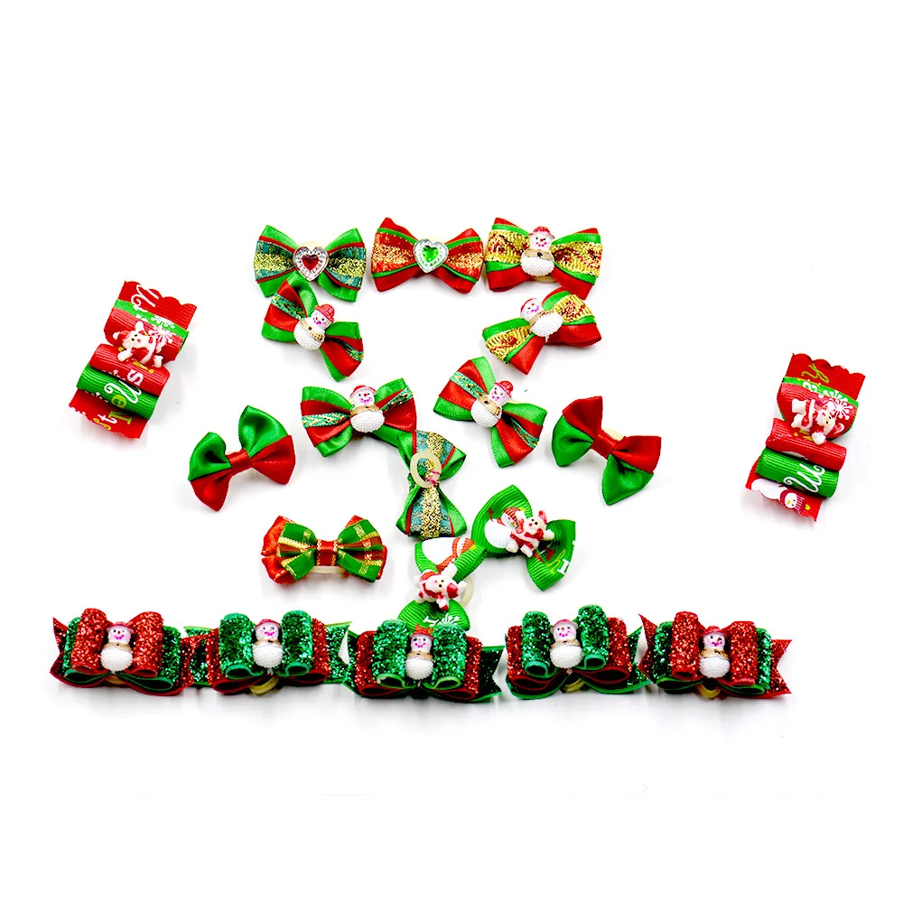 50 шт. рождественские банты для собак ручной работы ленты фестиваль праздник