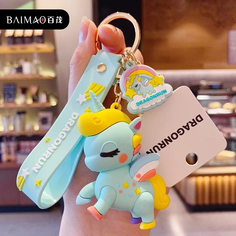 

Cartoon Classic Children's Unicorn Key Chains Lovely Couple Knapsack Accessory Keyring Fashionable Lady Gift Car Keychain2021