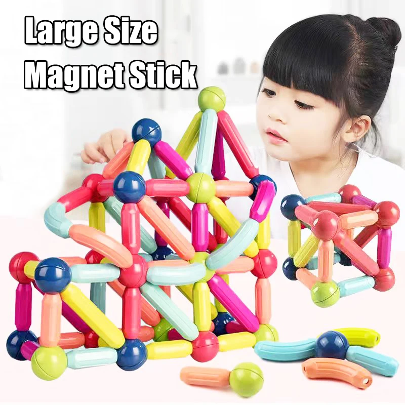 

128-25 шт. магнитные палочки большого размера, магнитные дизайнерские строительные блоки, сборные кирпичи, магнитные игрушки для детей, подаро...
