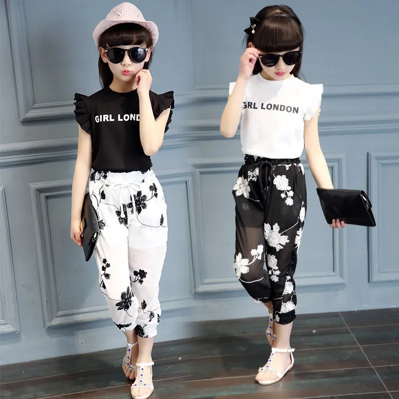 Летний костюм для крупных девочек комплект одежды детский принцессы без рукавов