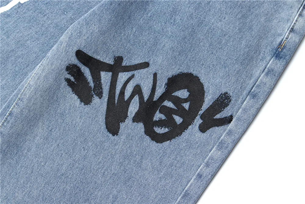 

UNCLEDONJM Chain printed jeans men's BF Harajuku loose straight pants Hip hop streetwear women Japan Style denim jeans N2024