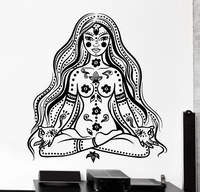 art buddha chakra meditation girl wall sticker vinyl home room decorative mantra wall mural removable art wallpaper y 807