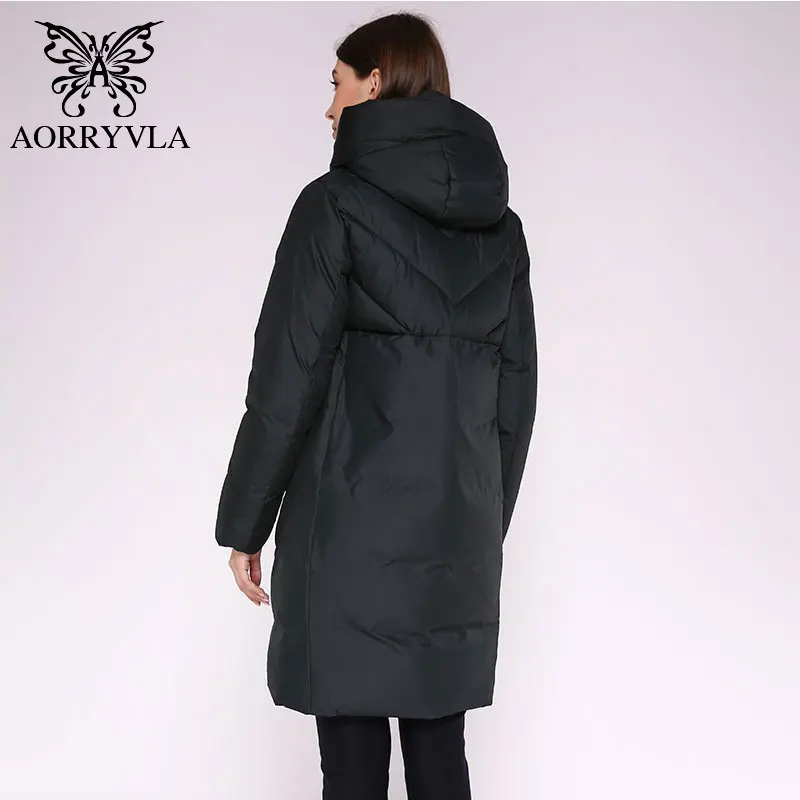 AORRYVLA Новинка зимняя модная женская куртка из био-пуха объемная куртка с капюшоном длинное пальто-парка толстый пуховик Женская теплый зимняя куртка