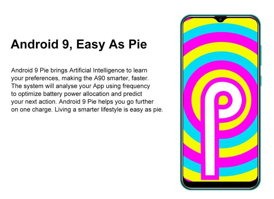 XGODY A90 3G Smartphone 6.53" Waterdrop Screen Android 9.0 Mobile Phone 2GB 16GB MTK6580 Quad Core 5MP Camera 3000mAh Cellphone
