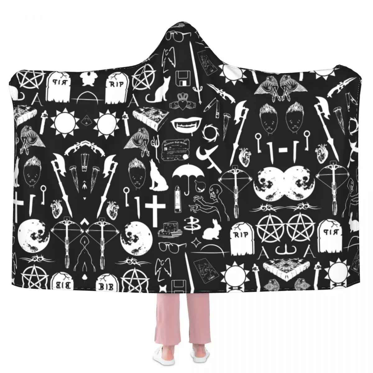 

Buffy Symbology White Angel Blanket Weird Witch Warm With Hood Fleece Blanket Meditation Soft Fashion Bedspread
