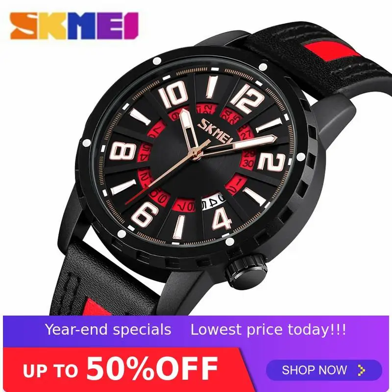 

SKMEI Men Clock Outdoor Sport Watches Quartz Watch Top Brand Leather Strap Male Waterproof Wristwatch Montre homme 9202