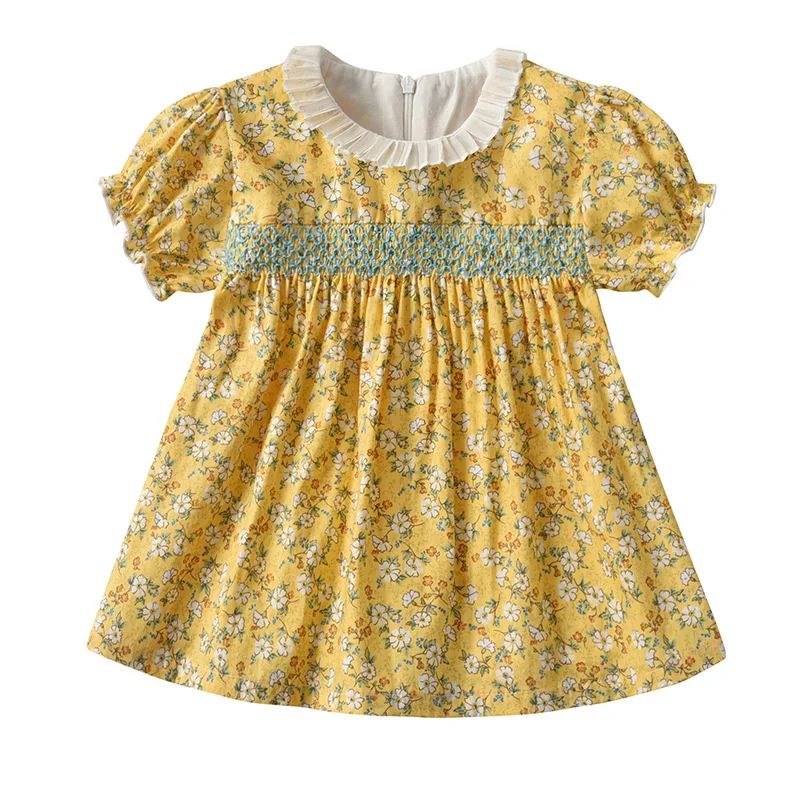 

Yg Brand Children's Wear, Baby Girl's Skirt, 2021 New Summer Short Sleeve Retro Princess Skirt, Garden Flower Dress