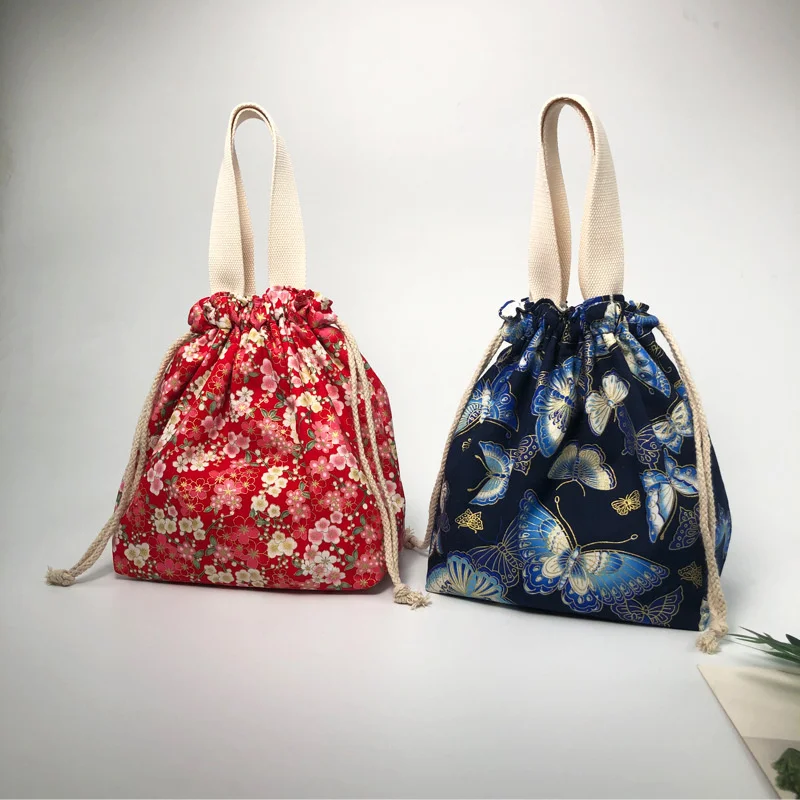 

Lunch Bag For Women 2021 New Japan Style Bento Bags Bundle Mouth Lunch Box Bags Large Capacity Hand-held Picnic Handbags