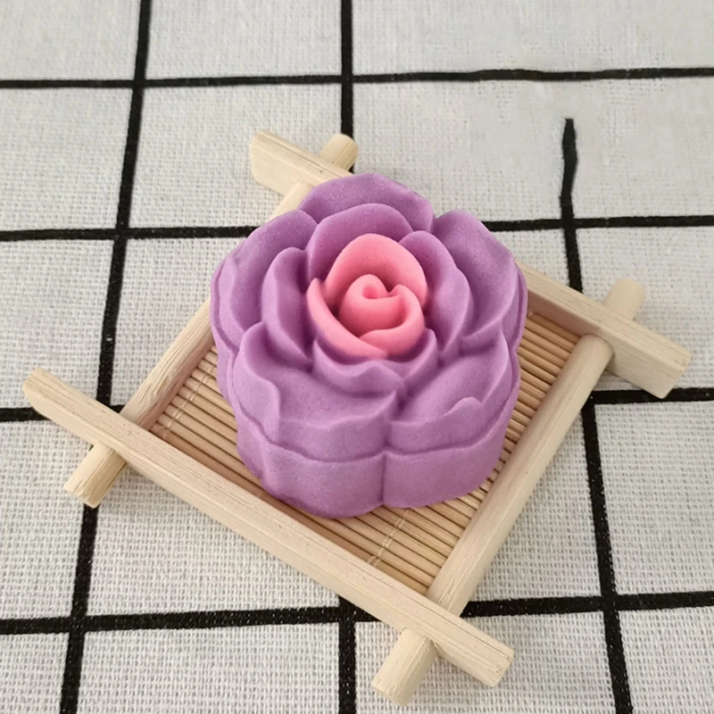 

Mooncake Mold Rose Flower Stamp Cake Cookie Mould Cutter Hand Pressure Baking
