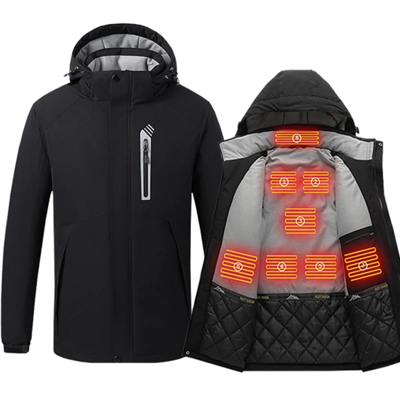 Men Heating Jacket Winter Electric Heated Clothes USB Charging Waterproof Windbreaker Heat Outdoor Skiing Coat P1138